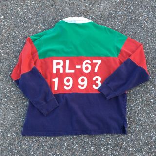 Polo Ralph Lauren Vintage Rl - 93 Og Rugby Long Sleeve Shirt Sz Xl 1993 Rare