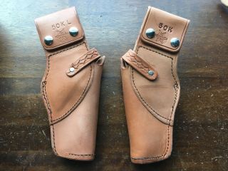 Vintage Tex Shoemaker 50 Brown Basketweave Leather Holster for S&W K Frame 4 