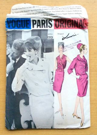 Vtg Vogue Paris Pattern 1213 Lanvin Suit W/ Blouse Size 16 Bust 36
