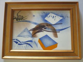 Dieter Muller - Stach Abstract Painting Modernist Enamel On Copper Vintage Retro