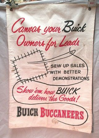 Vintage Buick Buccaneers Deliver The Goods Canvas Banner Sign Dealership