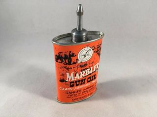 Vintage Marble ' s Gun Oil Handy Oiler Lead Top Tin Can 3