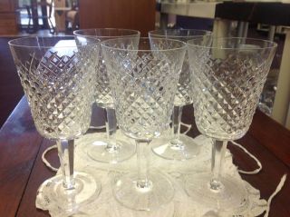 Vtg Waterford Irish Crystal Alana 7 " Water Goblet Glasses (5) Ireland