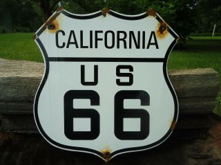 Vintage State Of California U.  S.  Route 66 Highway Porcelain Sign