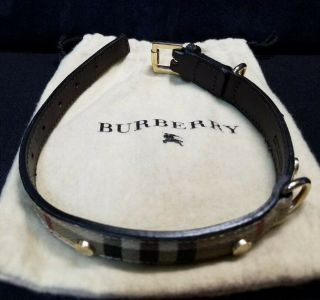 Burberry Dog Collar Beige Plaid Small W/ Bag Rare