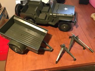Vintage G.  I.  Joe 7000 5 - Star Hq Army Jeep By Hasbro With Cart