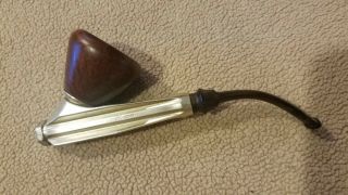 Vintage Kirsten Aluminum Smoking Pipe - Made In The Usa - Wood Bowl - Model B