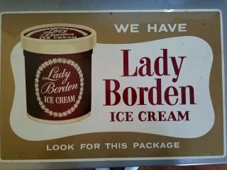 Vintage Lady Borden Ice Cream Tin Sign Large 16 " X 24 "