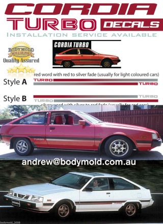 Mitsubishi Cordia Turbo Decals/stripes Vintage Mid 1980 