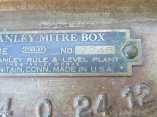 VINTAGE STANLEY MITRE BOX Early MODEL 2246 Miter Box 5