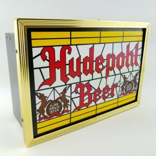 Hudepohl Beer Light Sign Bar Display Metal Frame Box Wall Hang Sconce 13x9 Vtg