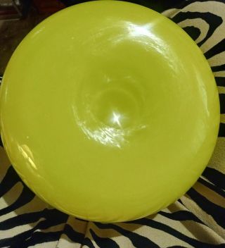 VINTAGE MID CENTURY MODERN Hand Blown Lemon Yellow Vase 8.  5 