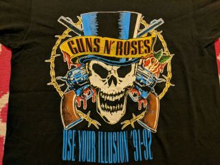 Vintage Guns N’ Roses Concert T - Shirt From Use Your Illusion Tour 1991 Rare Orig