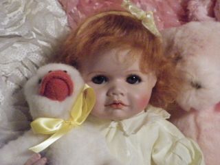 Vintage Artist Made Porcelain Baby Doll W/red Mohair Wig Vintage Baby Dress Slip