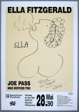 Ella Fitzgerald - Rare Vintage Munich 1990 Concert Poster Picasso