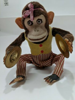 Vintage 1970s C.  K Japan Musical Jolly Chimp Cymbal Playing Monkey Mechanical