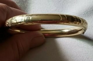 Antique Vintage 12k Gold Filled Hinged Bangle Bracelet Etched Floral Engravable