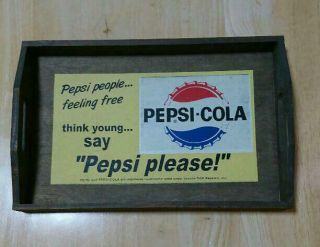 Pepsi Cola Old Logo Wood Tray Vintage Rare About 14.  9inch Fr Japan