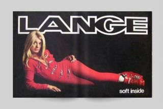 HTF Vintage 1973 LANGE Ski Boots Advertising Poster PIN UP Red Suit Girl Sign 2