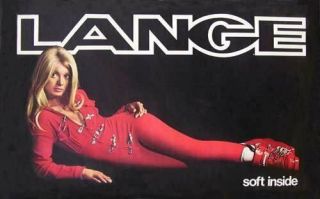 HTF Vintage 1973 LANGE Ski Boots Advertising Poster PIN UP Red Suit Girl Sign 3