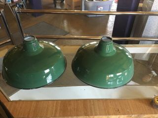 Vintage Green Porcelain Enamel Light Fixturesbarn Gas Station Industrial