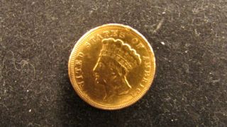 1857 Us Gold $3 Princess Rare (jewelry Grade Circulated)