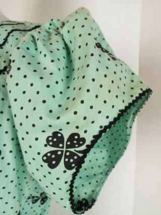 Vintage 40s WWII Green Summer Day Dress Polka Cotton Frock Puff Sleeves 3