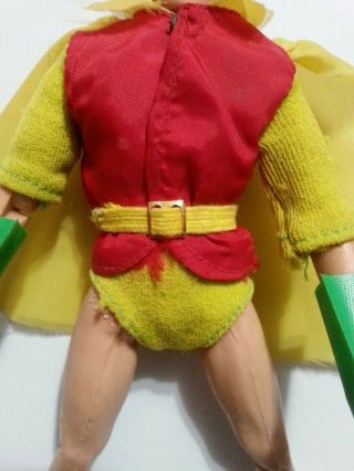 MEGO REMOVABLE MASK ROBIN.  RARE.  YELLOW SLEEVES AND SHORTS.  ALL.  1970 ' s 3