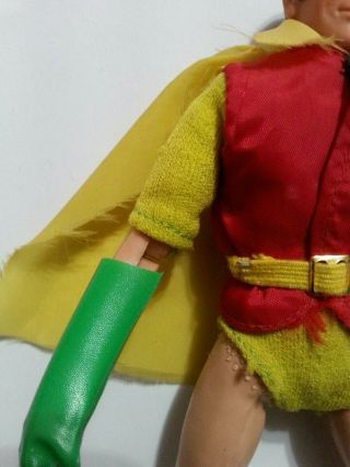MEGO REMOVABLE MASK ROBIN.  RARE.  YELLOW SLEEVES AND SHORTS.  ALL.  1970 ' s 4