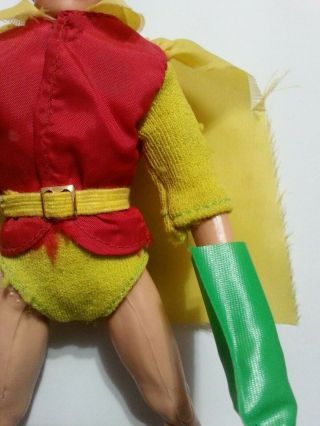 MEGO REMOVABLE MASK ROBIN.  RARE.  YELLOW SLEEVES AND SHORTS.  ALL.  1970 ' s 7