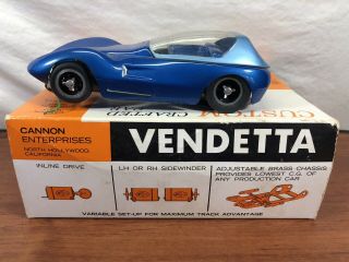 Vintage Cannon Blue Vendetta 465 Toy Slot Car 1/24th Scale In The Box
