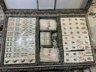 Vintage Bone And Bamboo Mahjong Set “Mah Jong” “Mah Jongg” 2