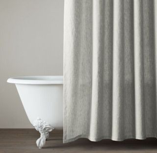 Restoration Hardware Vintage - Washed Belgian Linen Shower Curtain Silver Sage