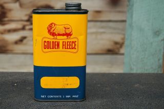 Vintage Golden Fleece Oil Tin 1 IMP Pint - Ram On Bone - H.  C Sleigh Limited 2