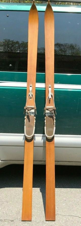 Vintage Wooden Skis 76 " Metal Cable Bindings