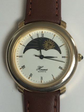 Vintage 1970’s “HERMES” Gold Plated,  Moon Phase,  Japan Move,  Men’s Watch 4
