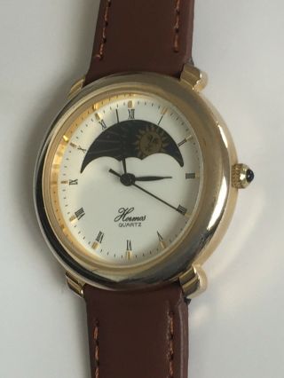 Vintage 1970’s “HERMES” Gold Plated,  Moon Phase,  Japan Move,  Men’s Watch 5