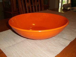 Vintage Bauer Pottery Ringware Orange - Red 12 " Low Salad/serving Bowl