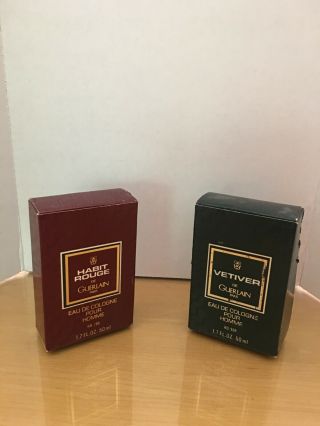 Habit Rouge And Vetiver De Guerlain Eau De Cologne Splash Vintage