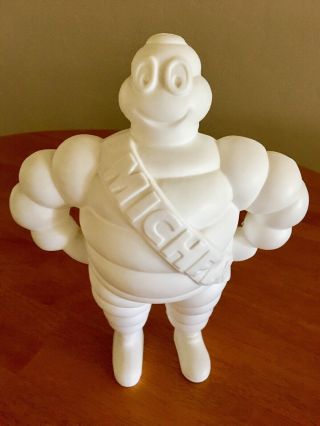 Michelin Man Advertising Figure,  12 " Tall,  White Plastic Made In France Vintage