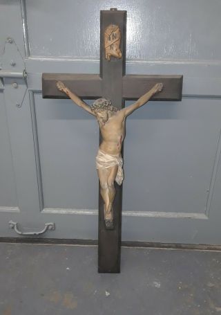 Vintage Large Cross Crucifix 29.  5 " X 14.  5 " Catholic Jesus God Christians