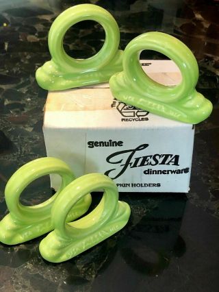 Fiesta Napkin Rings.  Set Of 12.  Chartreuse Green.  Vintage.  Discontinued.