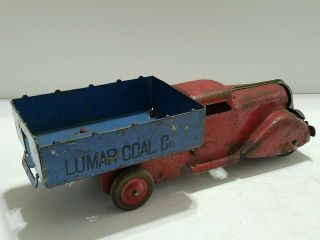 vintage pressed steel Marx Lumar coal dump truck toy 4