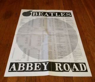 Vintage Poster The Beatles Abbey Road Album Insert Apple