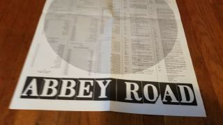 Vintage Poster THE BEATLES ABBEY ROAD Album Insert Apple 4