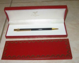 Early Vintage Les Must De Cartier Paris Ballpoint Pen In Case W Book