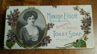 Vtg Victorian 1912 Maxine Elliott Toilet Soap Full Box Buttermilk And Violets