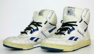 Vintage Reebok Classic Shoes High Top Sneakers Us Mens Size 15 White And Blue