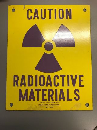 Vintage Radioactive Metal Sign 1950s Atomic World War