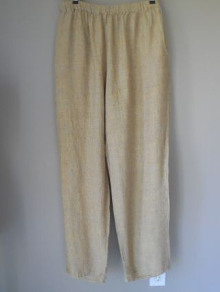 Vintage Flax By Jeanne Engelhart Linen Pants Boho Light Mustard Loose Flowy L